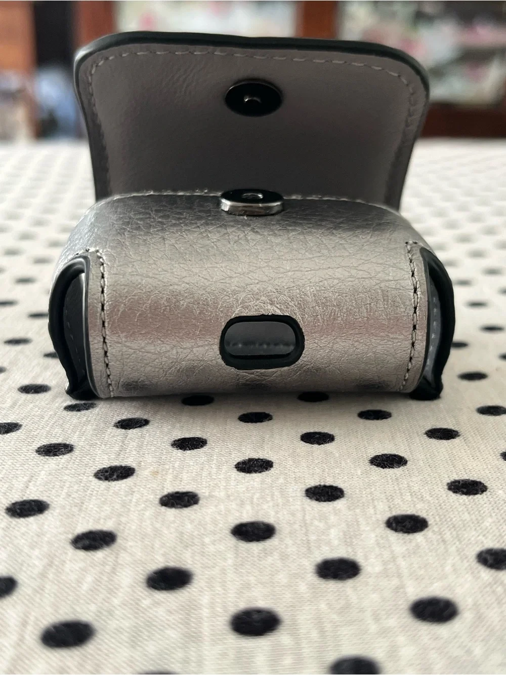 Coach Metallic Silver Leather AirPod Pro/ Accessory Case
